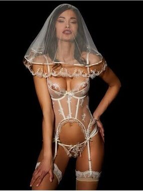 NWT Honey Birdette Ivory 38G Daisy Bustier Bridal Bride